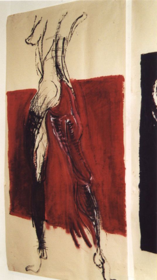 Pencil and oil painting on Paper 165 x 65 cms
