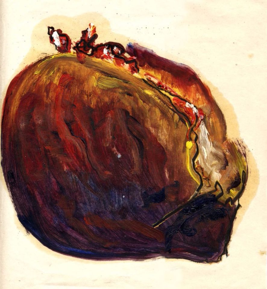 PIerre noire and oil on A5 paper