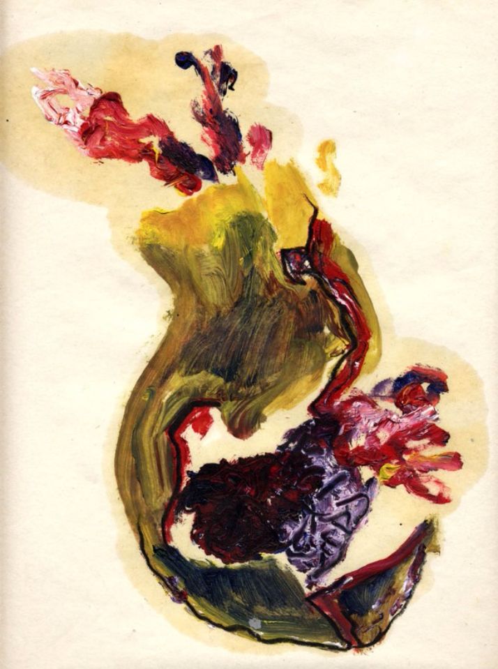 PIerre noire and oil on A5 paper