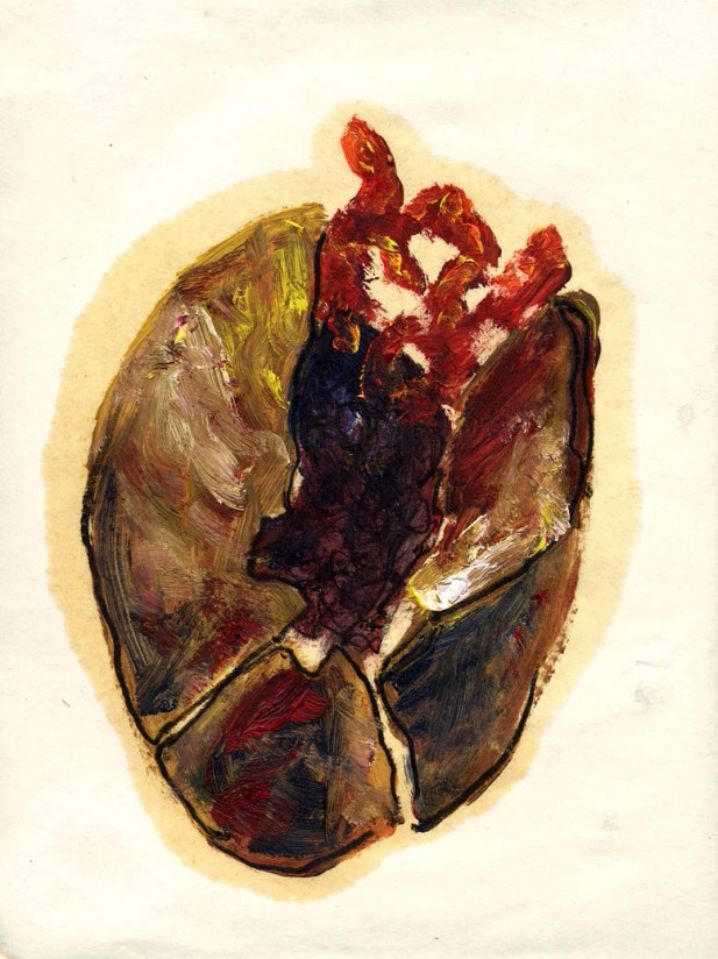 PIerre noire and oil on A5 paper