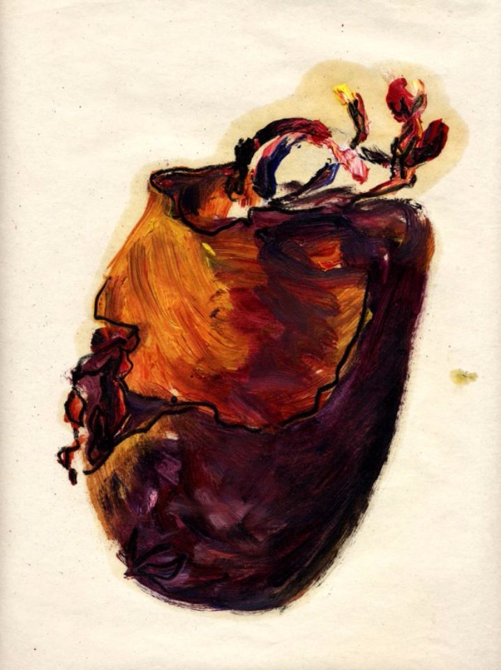 PIerre noire and oil on A5 paper